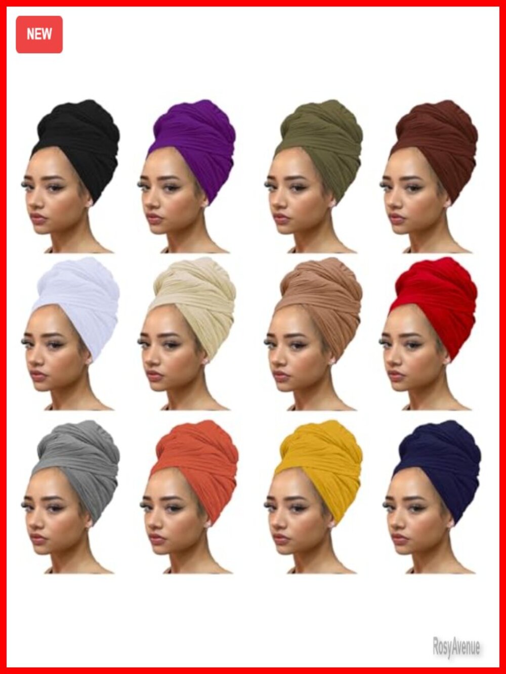 12 Pack Soft Breathable Stretch Head Scarfs Headbands Head Wraps Turbans